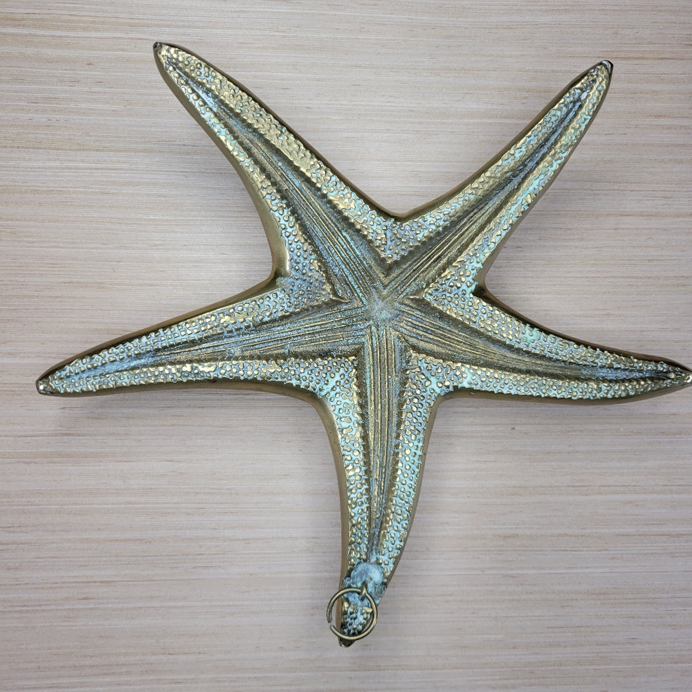 Vintage Large Solid Brass Starfish Wall Decor Nautical Coastal MCM - Picture 2 of 5